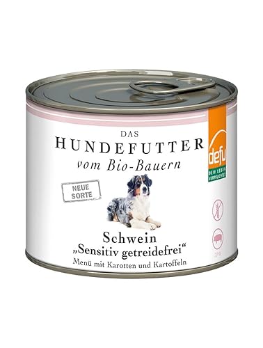 defu Hundefutter | 12 x 200 g | Bio Schwein Sensitiv getreidefrei | Premium Bio Nassfutter Menü | Alleinfuttermittel für Hunde von defu