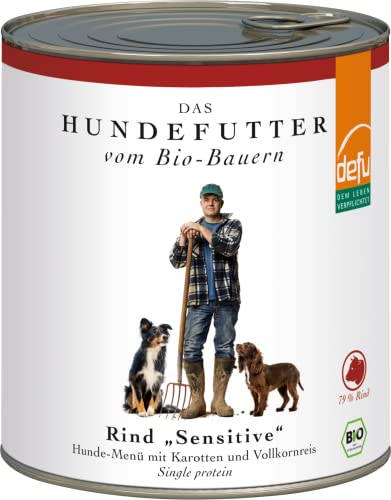 defu Hundefutter | 6 x 820 g | Bio Rind Sensitive | Premium Bio Nassfutter Menü für Hunde von defu