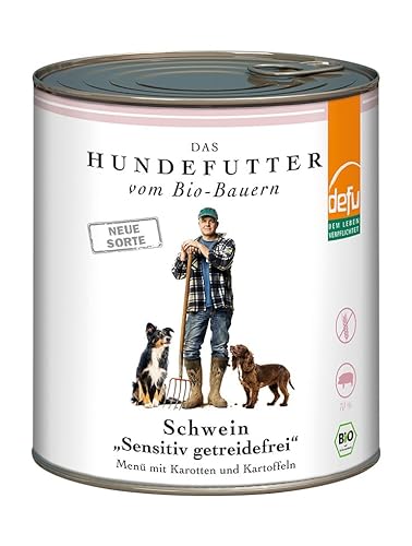defu Hundefutter | 6 x 820 g | Bio Schwein Sensitiv getreidefrei | Premium Bio Nassfutter Menü | Alleinfuttermittel für Hunde von defu