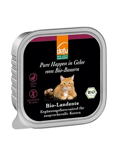 defu Katzenfutter | 16 x 100 g | Bio Landente Pure Happen in Gelee | Premium Bio Ergänzungsfuttermittel für Katzen von defu