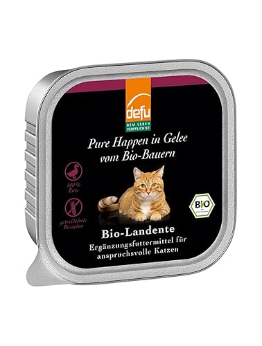 defu Katzenfutter | 16 x 100 g | Bio Landente Pure Happen in Gelee | Premium Bio Ergänzungsfuttermittel für Katzen von defu