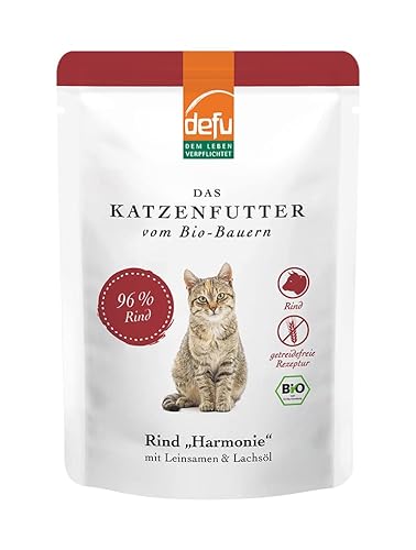 defu Katzenfutter | 1 x 85 g | Bio Rind Harmonie Nassfutter | Premium Bio Katzenfutter | Pate für Katzen von defu