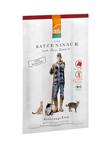 defu Katzensnack | 30 x 18 g | Kaustange Bio Rind | Premium Bio Fleisch Snack | Leckerbissen für Katzen von defu