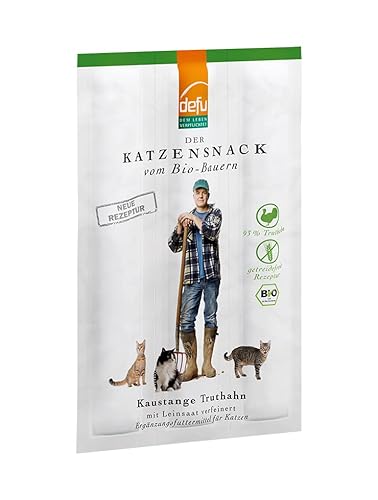 defu Katzensnack | 30 x 18 g | Kaustange Bio Truthahn | Premium Bio Fleisch Snack | Leckerbissen für Katzen von defu