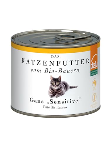 defu Katzenfutter | 12 x 200 g | Pate Bio Gans Sensitive | Alleinfuttermittel Premium Bio Nassfutter für Katzen von defu
