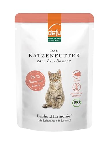 defu Katzenfutter | 1 x 85 g | Bio Lachs Harmonie Nassfutter | Premium Bio Katzenfutter | Pate für Katzen defu Katzenfutter | 1 x 85 g | Bio Lachs Harmonie Nassfutter | Premium Bio Katzenfutter | Pate für Katzen von defu
