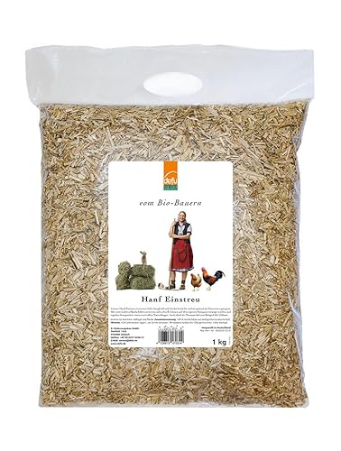 defu Kleine Heimtiere | 12 x 1 kg | Hanfeinstreu | Für Kaninchen und Nagetiere sowie Hühner, Geflügel, Ziegen und Pferde | Sehr saugfähig und geruchsbindend, staubarm von defu