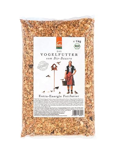 defu Wildvögel | Bio Fettfutter | Ganzjähriges Bio Wildvogelfutter für Weich- und Körnerfresser | Im Beutel (8x1kg) von defu