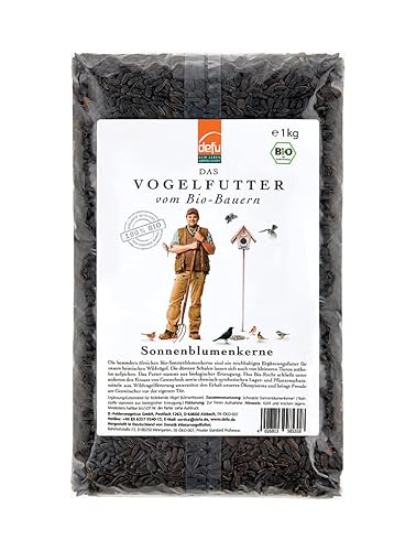 defu Wildvögel | Bio Sonnenblumenkerne | Ganzjähriges Vogelfutter für Weich- und Körnerfresser | Für Wachteln geeignet (8x1kg) von defu