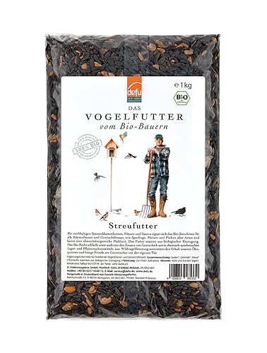 defu Wildvögel und Geflügel | Bio Streufutter | Ganzjähriges Bio Vogelfutter für Körner- und Gemischtfresser | Im Beutel (1kg) von defu