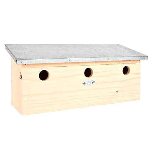Spatzen Villa horizontal für drei Vogel Familien aus Kiefernholz und Zink Spatzen Villa horizontal für drei Vogel Familien aus Kiefernholz und Zink von degawo