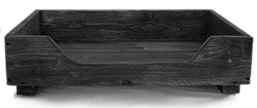 dekorie67 Hundebett aus Holz für kleine Hunde - 70 x 45 cm - Farbe: Schwarz - Hundekorb/Hundesofa/Katzenbett aus Massivholz von dekorie67