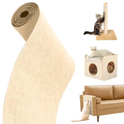 Selbstklebend Kratzteppich Katze Wand, dellyy Kratzschutz Sofa Katze, Kratzteppich Katze Kratzmatte Katze Wand Kratzmatte für Katzen, Climbing Cat Scratcher 100×40 cm, für Teppiche Sofas Möbel von dellyy