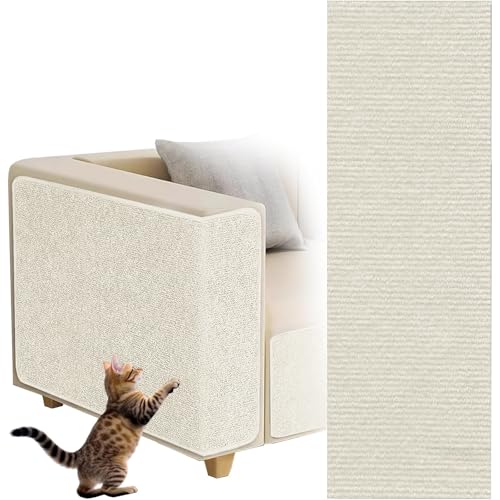 Selbstklebend Kratzteppich Katze, dellyy Kratzmatte Selbstklebend Zuschneidbar, Kratzbretter Wand, Katzenkratzbretter, Kratzschutz Sofa Katze (Beige, 40×100cm) von dellyy