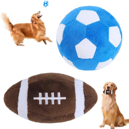dellyy 2 Stück Hundespielzeugbälle, Haustier Spielzeug Fußball, Hundespielzeug, Dog Ball Toys, Rugbyball und Fußball für Hunde, Spielzeug Zum Hundekauen, Zahnen und Interaktives Training dellyy 2 Stück Hundespielzeugbälle, Haustier Spielzeug Fußball, Hundespielzeug, Dog Ball Toys, Rugbyball und Fußball für Hunde, Spielzeug Zum Hundekauen, Zahnen und Interaktives Training von dellyy