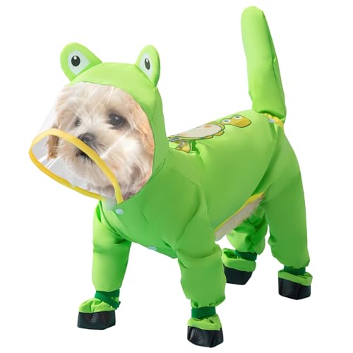 dellyy Haustier Regenmantel, Karnevals Haustierkleidung, Geeignet für Kleine und Mittelgroße Hunde (Frosch, M) von dellyy