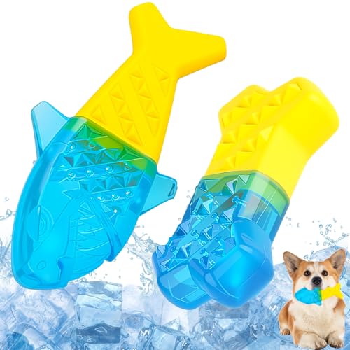 dellyy 2Pcs Kaugeeignetes Kühlspielzeug für Hunde, Beißspielzeug-Set, Gefrorenes Hundespielzeug, zur Zahnreinigung, Kühlung und Wärmelinderung Bei Hunden, für Kleine und Mittelgroße Hunde von dellyy