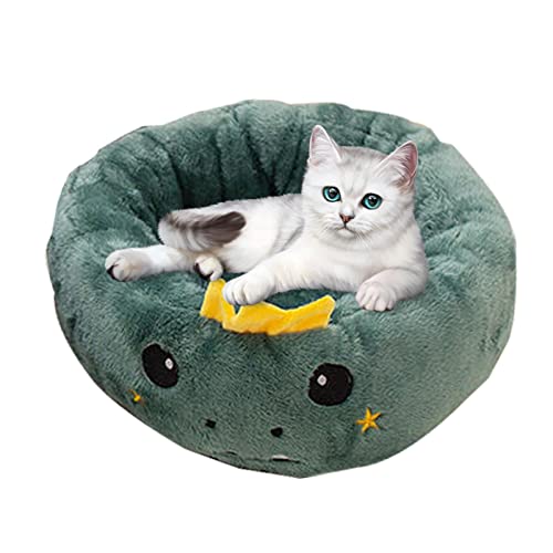 Flauschiges Hundebett | Runde Katzenhäuser mit Eierkuchen für Katzen im Innenbereich | Weiches beruhigendes verschwommenes Hundebett | Beruhigendes Hundebett aus Plüsch, Donut-Hundebett für Delr von delr