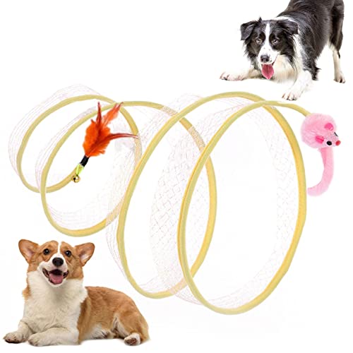 Katzentunnel Federspielzeug - S-Typ-Katzen-Tunnelfederspielzeug,Mit Bällen und Crinkle Cat Pet Tunnel Bored Interactive Pet Toys Peek Hole Toy Ball für Welpen Delr von delr