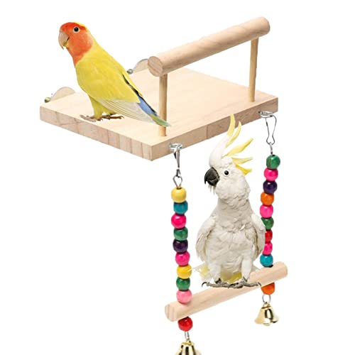 Papageien, Spielzeug für Wellensittiche aus Holz mit Schaukel für Käfig – Zubehör Käfig mit Rassel für Wellensittiche, Nymphensittiche, Sittiche Delr Papageien, Spielzeug für Wellensittiche aus Holz mit Schaukel für Käfig – Zubehör Käfig mit Rassel für Wellensittiche, Nymphensittiche, Sittiche Delr von delr