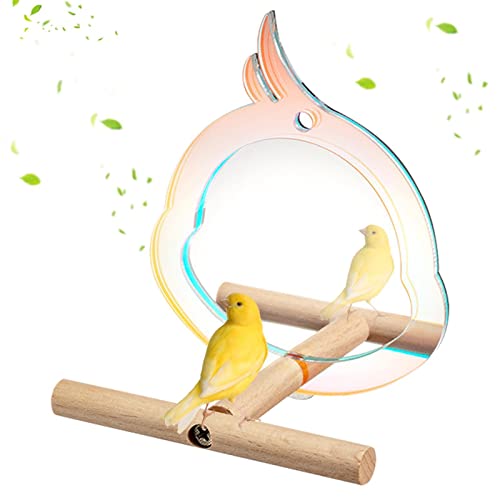 Vogelspiegel mit Sitzstange | Barsch mit Nymphensittich Spiegel für Käfigvogelspielzeug - Einfach zu installierende Conures Cage Birds Papageienspielzeug zum Stehen, Spielen, Trainieren Delr von delr