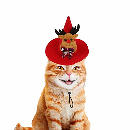 Weihnachtsmann-Katze, Plüsch-Weihnachtsmütze für Haustiere im Weihnachtsstil - Weihnachtskostüm mit verstellbarem elastischem Band, Haustierkostüme für Partys Delr von delr