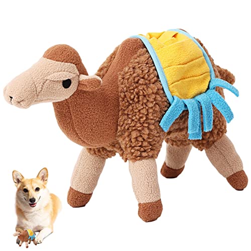 delr Plüschkauspielzeug für Hunde - Interaktives Plüsch-Hundespielzeug in Kamelform,Pet Essentials Welpen-Kauspielzeug zum langsamen Füttern für die meisten Hunde von delr