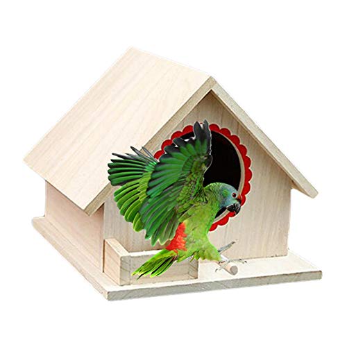 delr Vogelhaus aus Naturholz Vogelnest Papagei Haus Sicher und langlebig Kleiner Garten im Freien Parrot Bird Nest Vogelhaus aus Holz von delr