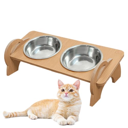 Katzennäpfe mit Ständer - Schnurrbartfreundlicher hoher Doppel-Katzennapf mit Ständer - Cat Dishes Futterständer für Katzen und Hunde, Futter- und Tränkezubehör Demaxiyad von demaxiyad