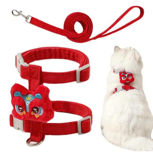 demaxiyad Hundegeschirr für Katzen, Anti-Flucht-Leinen, verstellbare Brusthärte der Katze, Haustier-Outdoor-Bekleidung, Zubehör für Spaziergänge, Joggen, Training von demaxiyad