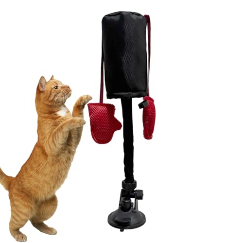demaxiyad Katzen Punchingball Spielzeug | Boxspielzeug Für Katzen Mit Spielangel - Mit Saugnapf Haustier Interaktives Training Aktivität Für Balkon Wohnzimmer Schlafzimmer von demaxiyad