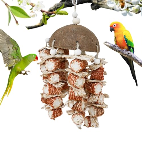 demaxiyad Kauspielzeug für Papageien, Spielzeug für Vogelkäfige - Natürliches Maiskolben-Vogelhaus-Hängespielzeug aus Kokosnussschale | Vogelhaus-Hängespielzeug, Vogelkäfigspielzeug, Vogelspielzeug demaxiyad Kauspielzeug für Papageien, Spielzeug für Vogelkäfige - Natürliches Maiskolben-Vogelhaus-Hängespielzeug aus Kokosnussschale | Vogelhaus-Hängespielzeug, Vogelkäfigspielzeug, Vogelspielzeug von demaxiyad