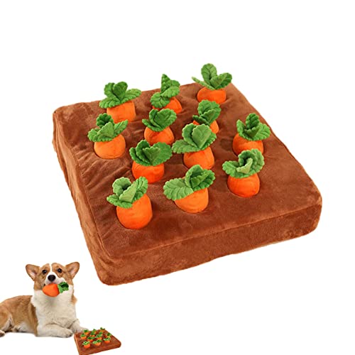 demaxiyad Quietschende Karotte | Hunde-Schnüffelmatte mit 12 quietschenden Karotten,Squeaky Carrots Enrichment Dog Puzzle Toys, Hide and Seek Carrot Farm Dog Toys, Squeaky Dog Toys von demaxiyad