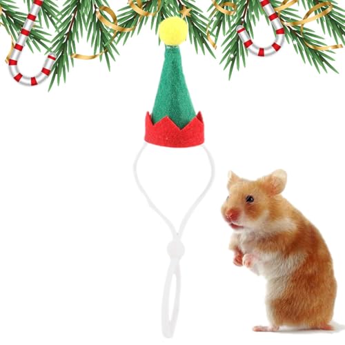 demaxiyad Weihnachtsmannhut aus Guinea, Huhn, Weihnachten, für Haustiere – Kostüm für kleine Tiere, Weihnachtsmannhut mit verstellbarem Gummiband von demaxiyad