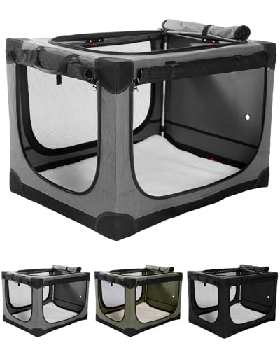 derimkcoa Hundebox faltbar für mittlere Hunde,Hundetransportbox Auto mit verstellbarem Design, reißfesten Netzfenstern & Plüsch-Betteinlage für Zuhause & Reise,76 * 54 * 54cm,Grau derimkcoa Hundebox faltbar für mittlere Hunde,Hundetransportbox Auto mit verstellbarem Design, reißfesten Netzfenstern & Plüsch-Betteinlage für Zuhause & Reise,76 * 54 * 54cm,Grau von derimkcoa