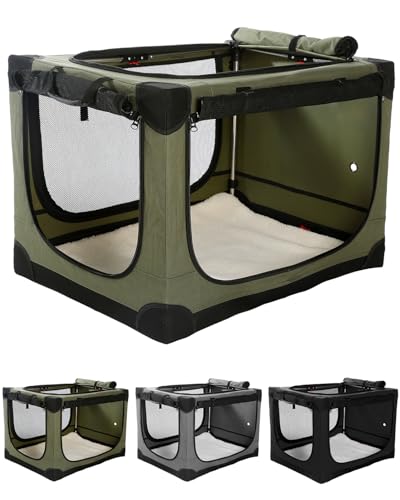 derimkcoa Hundebox faltbar für mittlere Hunde,Hundetransportbox Auto mit verstellbarem Design, reißfesten Netzfenstern & Plüsch-Betteinlage für Zuhause & Reise,76 * 54 * 54cm,Grün derimkcoa Hundebox faltbar für mittlere Hunde,Hundetransportbox Auto mit verstellbarem Design, reißfesten Netzfenstern & Plüsch-Betteinlage für Zuhause & Reise,76 * 54 * 54cm,Grün von derimkcoa