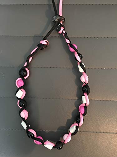 EM-Keramik Kette/Zeckenschut für Hunde gegen Zecken Größe entscheiden Sie schwarz/rosa mit vers. rosa Perlen Designed by KnaulY von dessigned by KnaulY