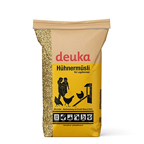 deuka Hühnermüsli 20 kg | Vollwertige Müslimischung für Legehennen | Alleinfutter | mit Eiweiß-Mineral-Sticks | frei von Gentechnik | Legehennenfutter von deuka