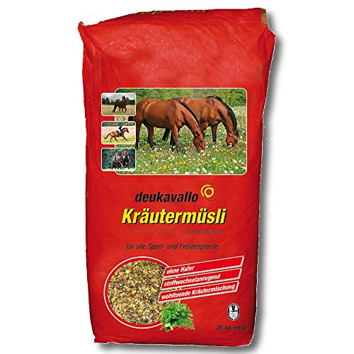 deukavallo Kräutermüsli 20kg | Pferdefutter | Müslifutter für Sport- und Freizeitpferde | haferfrei | unterstützt Stoffwechsel + Immunsystem | Müsli in der Großpackung von deuka