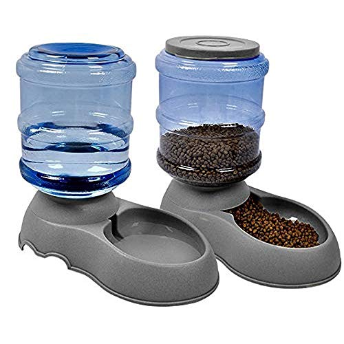 2 Pack Pet Water Feeder Dispenser Automatic Pet Waterer Dog Cat Water Food Combo Pet Water Dispenser Station Automatic Gravity Water Drinking Fountain Bottle Bowl Dish Stand Set von dfghjdfgas