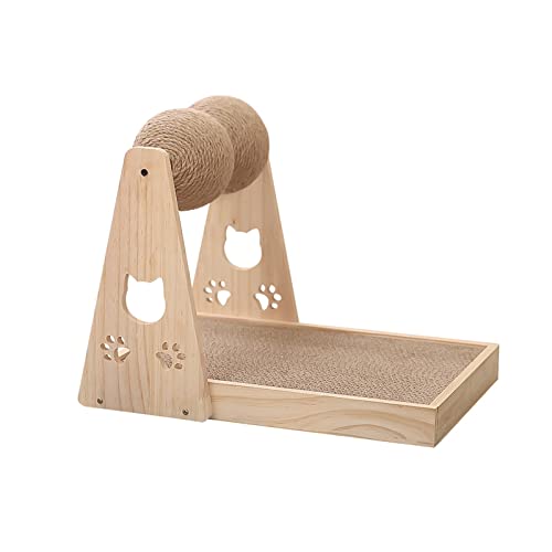 Cat Scratcher Cardboard with Sisal Balls 2-in-1 Multifunctional Cat Scratching Corrugated Paper Scratch Pad Cardboard Durable Recycle Board for Furniture Protection Cat Training Toy von dfghjdfgas