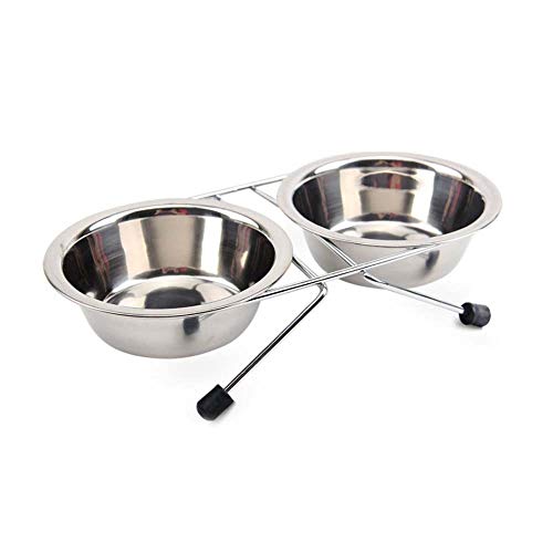 Elevated Dog Bowls Raised Dog Bowls Double Bowl Stand Stainless Steel Bowls Pet Feeder Comes with Two Stainless Steel Bowls (S) von dfghjdfgas