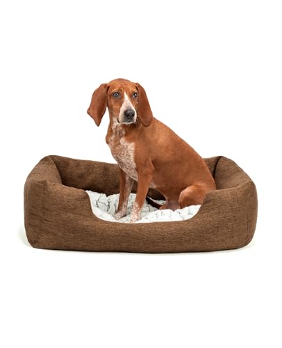 lionto Hundekörbchen mit flauschigem Wendekissen, kuscheliges Heimtierbett in meliertem Design mit tiefem Einstieg für Hunde & Katzen Aller Größen, 80x60 cm, weiches Hundebett, braun lionto Hundekörbchen mit flauschigem Wendekissen, kuscheliges Heimtierbett in meliertem Design mit tiefem Einstieg für Hunde & Katzen Aller Größen, 80x60 cm, weiches Hundebett, braun von lionto