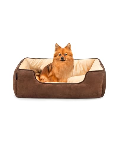 lionto 2-in-1 Hundebett Hundekissen Hundekörbchen Hundesofa, (M) 80x60 cm braun/beige von lionto