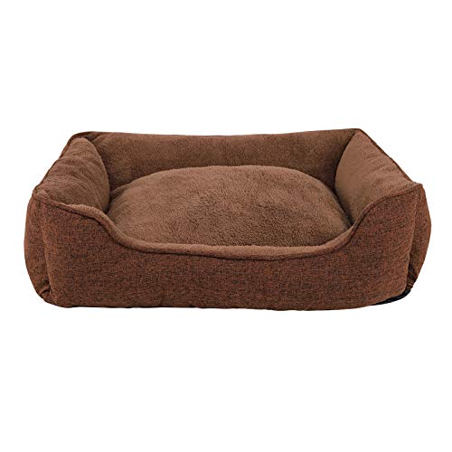 lionto Hundebett meliert Hundekissen Hundekörbchen Bezug abnehmbar, (S) 75x60 cm braun von lionto