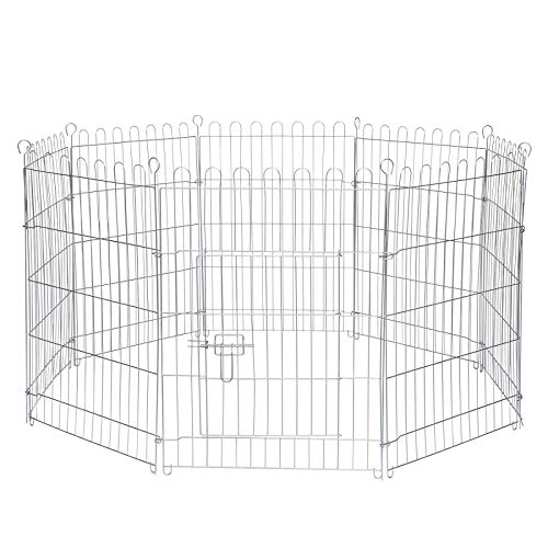 lionto Freigehege für Kaninchen aus robustem Metall, 59x78 cm, erweiterbares Outdoor Gehege für Kleintiere mit Erdspießen, inkl. Tür mit Verriegelung & Schutznetz, witterungsbeständig, 8 Elemente von lionto