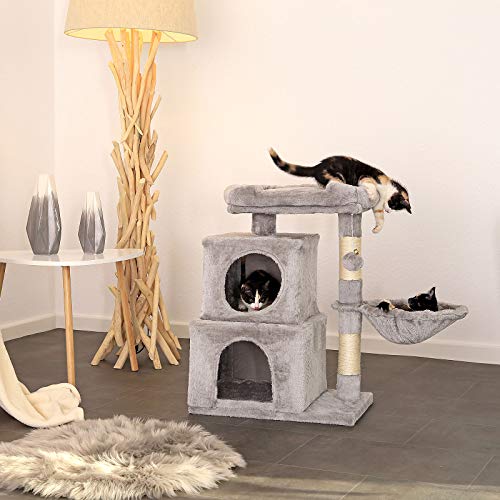 lionto Kratzbaum für Katzen mit Plüschball inkl. Glöckchen & Liegemulde, Höhe 70 cm, Katzenbaum mit Sisal & Plüsch, gemütliche Liegefläche & Höhlen, für kleine & große Katzen geeignet, hellgrau lionto Kratzbaum für Katzen mit Plüschball inkl. Glöckchen & Liegemulde, Höhe 70 cm, Katzenbaum mit Sisal & Plüsch, gemütliche Liegefläche & Höhlen, für kleine & große Katzen geeignet, hellgrau von lionto