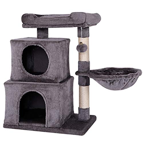 lionto Kratzbaum für Katzen mit Plüschball inkl. Glöckchen & Liegemulde, Höhe 70 cm, Katzenbaum mit Sisal & Plüsch, gemütliche Liegefläche & Höhlen, für kleine & große Katzen geeignet, dunkelgrau lionto Kratzbaum für Katzen mit Plüschball inkl. Glöckchen & Liegemulde, Höhe 70 cm, Katzenbaum mit Sisal & Plüsch, gemütliche Liegefläche & Höhlen, für kleine & große Katzen geeignet, dunkelgrau von lionto