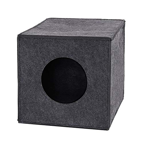 lionto Katzenhöhle aus stabilem Filz passend für Kallax Regale & andere Regalsysteme, 33x37x33 cm, Katzenbett faltbar in Würfelform freistehend, pflegeleicht, ohne gemütliches Liegekissen, dunkelgrau lionto Katzenhöhle aus stabilem Filz passend für Kallax Regale & andere Regalsysteme, 33x37x33 cm, Katzenbett faltbar in Würfelform freistehend, pflegeleicht, ohne gemütliches Liegekissen, dunkelgrau von lionto