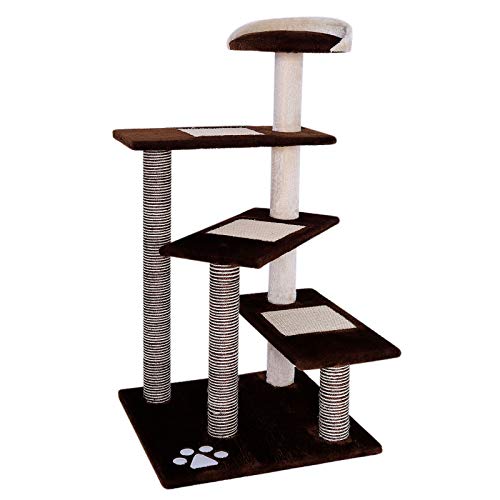 lionto Kratzbaum für Katzen mit 3 Plateaus & gemütlicher Liegefläche, Höhe 100 cm, Katzenbaum mit Sisalseil & weichem Plüsch, für kleine & große Katzen geeignet, perfekte Krallenpflege, braun/beige von lionto